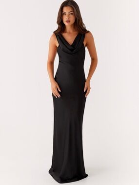 Peppermayo Black Cowl-Neck Maxi Dress